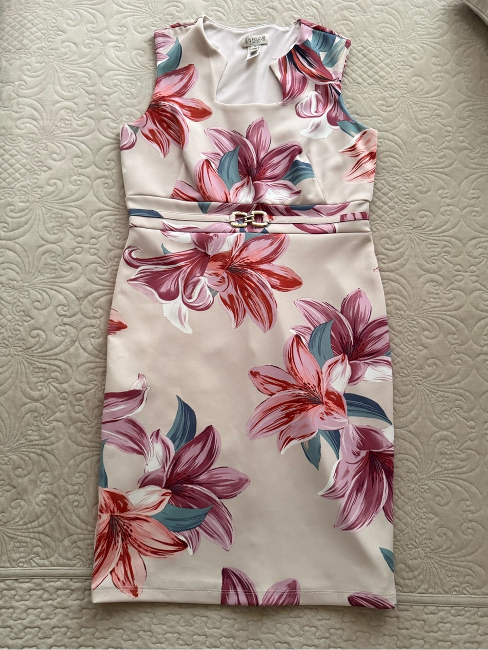 Pink Floral Sheath Dress